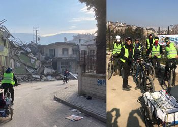 Pedallar depremzedeler için dönüyor.