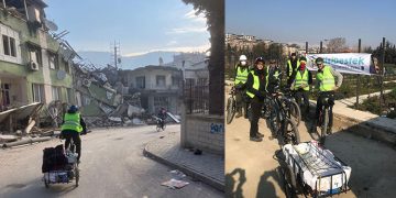 Pedallar depremzedeler için dönüyor.