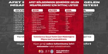 EFES SELÇUK BELEDİYESİ’NDEN KENTE GELEN DEPREMZEDELERE DESTEK.