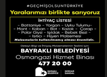 Bayraklı Belediyesinden depremzedelere yardım eli