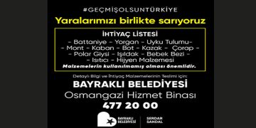 Bayraklı Belediyesinden depremzedelere yardım eli