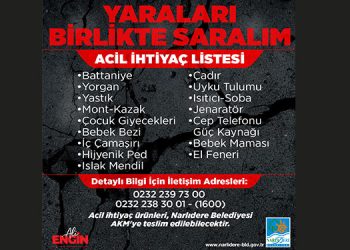 NARLIDERE’DEN DEPREM BÖLGESİ İÇİN YARDIM KAMPANYASI
